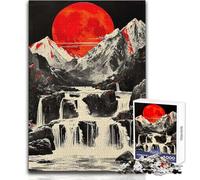 Rompecabezas para Adolescentes: 1000 Piezas, Luna Roja, Agua, Montaña, Vacaciones en casa, Juego práctico para Matar el Tiempo, Regalos para el Amigo Invisible (tamaño 38x26cm)