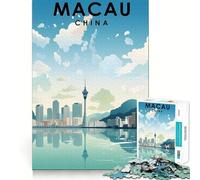 Rompecabezas para Adolescentes 1000 Piezas Macao China Viajes Corte Exacto Juego Acertijo Regalo Tiempo de Juego Tranquilo Arte (38x52cm)