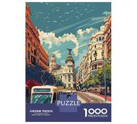 Rompecabezas para Adolescentes 1000 Piezas Madrid Street Scene Rompecabezas para Adultos Juegos De Relajación Corte De Precisión Oferta como Regalo para Toda La Familia 52x38cm/1000pcs