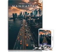 Rompecabezas para Adolescentes, 1000 Piezas, Manhattan Skyline, diversión Familiar y Noche de Juegos, Juguete Decorativo Pared, tamaño 38x26cm