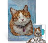 Rompecabezas para Adolescentes 1000 Piezas Meme de Gato Sonriente Azul Montaje de Patrones con póster a Juego y Hoja de Trivia 52x38cm