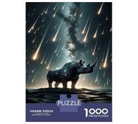 Rompecabezas para Adolescentes 1000 Piezas Meteor Shower Rhino Print Rompecabezas para Adultos Juegos Relajantes Desafío Difícil Interacción Entre Padres E Hijos 52x38cm/1000pcs