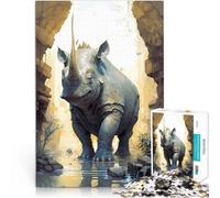 Rompecabezas para Adolescentes 1000 Piezas Mito del Rinoceronte para el Juguete de desafío de Juego Educativo Una Obra de Arte 75x50cm