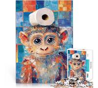 Rompecabezas para Adolescentes 1000 Piezas Mono con Papel higiénico Juguete Educativo Intelectual descompresor Una Obra de Arte 38x26cm