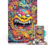 Rompecabezas para Adolescentes 1000 Piezas Monstruos psicodélicos Juguetes de Entretenimiento Familiar Regalo de Obra de Arte 38x26cm