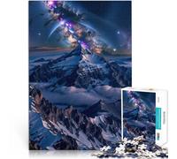 Rompecabezas para Adolescentes 1000 Piezas Montaña Nevada bajo la Vía Láctea Juego de Preguntas Interacción Entre Padres e Hijos 52x38cm