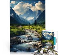 Rompecabezas para Adolescentes 1000 Piezas Montañas de Primavera - Frontera de frescura Difícil y desafío Regalo Divertido 38x26cm