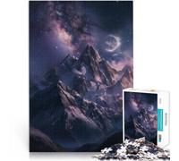 Rompecabezas para Adolescentes 1000 Piezas Montañas místicas iluminadas por la Luna Juego de ingenio Lista de Deseos con Papá Noel 38x26cm