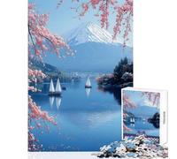 Rompecabezas para Adolescentes 1000 Piezas Monte Fuji y Flores de Cerezo Rompecabezas 1000 Piezas Juguete Decoración de Pared Regalo para cumpleaños Corte de precisión (38x52cm)