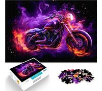 Rompecabezas para Adolescentes 1000 Piezas Motocicleta de Llamas ardientes Juegos Divertidos Interacción Entre Padres e Hijos 52x38cm