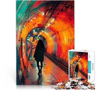 Rompecabezas para Adolescentes 1000 Piezas Mujer Caminando en un túnel Colorido Juego de ingenio Gran Regalo para Juegos 75x50cm