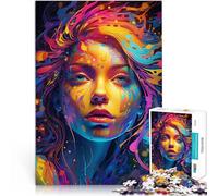 Rompecabezas para Adolescentes 1000 Piezas Mujer psicodélica Colorida Juegos de relajación Adecuado para decoración de Escritorio. 52x38cm