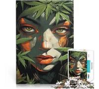 Rompecabezas para Adolescentes 1000 Piezas Mujer rodeada de Hojas Juguetes educativos de Aprendizaje Mejorar el Amor Entre Parejas 38x26cm