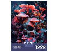 Rompecabezas para Adolescentes 1000 Piezas Mystical Skull Mushroom Art Print Rompecabezas para Adultos Juego De Ingenio Difícil Difícil Regalos para Reducir El Estrés 70x50cm/1000pcs