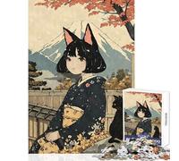 Rompecabezas para Adolescentes 1000 Piezas Nekomusume Grabado en Madera Juguete Educativo Regalo Divertido Juego Imposible para Mejorar el Amor en Pareja tamaño 38x52cm