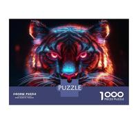Rompecabezas para Adolescentes 1000 Piezas Neon Tiger Portrait Rompecabezas para Adultos Juegos Relajantes Análisis Y Lógica para Cumpleaños, Navidad 52x38cm/1000pcs