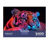 Rompecabezas para Adolescentes 1000 Piezas Neon Tiger Portrait Rompecabezas para Adultos Juguetes Antiestrés Patrón De Montaje Oferta como Regalo para Toda La Familia 38x26cm/1000pcs