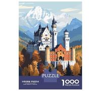 Rompecabezas para Adolescentes 1000 Piezas Neuschwanstein Castle Rompecabezas para Adultos Juguete Decoración De Pared Corte De Precisión Ayuda A Ejercitar El Cerebro 70x50cm/1000pcs