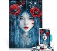 Rompecabezas para Adolescentes 1000 Piezas Niña y Flores de Amapola Juego desafiante y Juego Familiar Mejorar el Amor Entre Parejas 38x26cm
