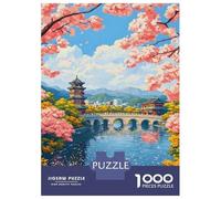 Rompecabezas para Adolescentes 1000 Piezas Ningbo, China Cherry Blossom Bridge Rompecabezas para Adultos Juegos Relajantes Análisis Y Lógica para Cumpleaños, Navidad 38x26cm/1000pcs