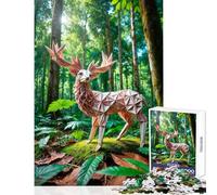 Rompecabezas para Adolescentes 1000 Piezas Origami Ciervo en el Bosque Juguete Educativo Regalo Divertido Juego Imposible para Mejorar el Amor en Pareja tamaño 38x26cm