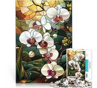 Rompecabezas para Adolescentes 1000 Piezas Orquídea de vitral Juguete Educativo de Aprendizaje Regalos de cumpleaños, Regalos, Arte Mural 52x38cm