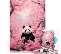 Rompecabezas para Adolescentes 1000 Piezas Oso Panda perdido en Sakura Corte de precisión Decoración de Pared cumpleaños y Navidad 52x38cm