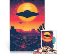 Rompecabezas para Adolescentes 1000 Piezas OVNI sobre el Atardecer en el Desierto Análisis y lógica Grandes Regalos y Juguetes 75x50cm