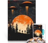 Rompecabezas para Adolescentes 1000 Piezas OVNIS sobre el Bosque Juguetes para aliviar el estrés Regalos para Amigos y Familiares 38x26cm