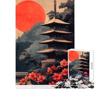 Rompecabezas para Adolescentes 1000 Piezas Pagoda Japonesa Atardecer decoración del hogar Juguetes Regalo Divertido Juego práctico interacción Entre Padres e Hijos tamaño 38x52cm