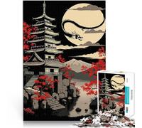 Rompecabezas para Adolescentes 1000 Piezas Pagoda Japonesa Dragón Luna Actividad Familiar Actividades Divertidas en casa, Regalos de cumpleaños, Regalos de Viaje, 52x38cm