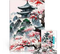 Rompecabezas para Adolescentes 1000 Piezas Pagoda Japonesa en Las montañas Diversión Familiar Juguetes de decoración del hogar 75x50cm