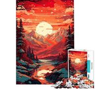 Rompecabezas para Adolescentes 1000 Piezas Paisaje de montaña al Atardecer Rompecabezas para Adultos Juegos Divertidos para Mejorar la Memoria cumpleaños y Navidad (tamaño 38x26cm)