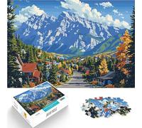 Rompecabezas para Adolescentes 1000 Piezas Paisaje de Pueblo de montaña Juego Intelectual Cada Pieza es única: un desafiante y Divertido Juego Familiar 38x26cm