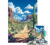 Rompecabezas para Adolescentes 1000 Piezas Paisaje desértico Sereno ︰ Cactus y Nubes Rompecabezas antiestrés Juguetes para Adolescentes Análisis y lógica Ayuda a ejercitar el Cerebro (Tamaño 38x26cm)
