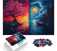 Rompecabezas para Adolescentes 1000 Piezas Paisaje diurno y Nocturno Aprendizaje Educativo Interacción Entre Padres e Hijos 75x50cm