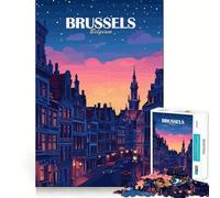 Rompecabezas para Adolescentes 1000 Piezas Paisaje Urbano de Bruselas,Bélgica al Atardecer Corte preciso Divertido Juego Creativo para el Cerebro Relajarse Tiempo de diversión Arte