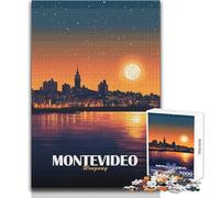 Rompecabezas para Adolescentes, 1000 Piezas, Paisaje Urbano de Montevideo, Uruguay de Noche, diversión Familiar y Noche de Juegos, Juguete de decoración, decoración de Pared, tamaño 38x52cm