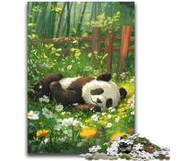 Rompecabezas para Adolescentes 1000 Piezas Panda en la Hierba Entrena tu Cerebro y Tus Manos Interacción Entre Padres e Hijos para Mayores de 14 años 50x75cm