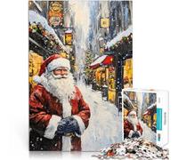 Rompecabezas para Adolescentes 1000 Piezas Papá Noel Viene a la Ciudad desafío Educativo con Piezas de Formas aleatorias Que se entrelazan Completamente 52x38cm