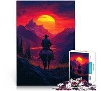 Rompecabezas para Adolescentes 1000 Piezas Paseo Vaquero al Atardecer Juguetes de Bricolaje Interacción Entre Padres e Hijos 75x50cm