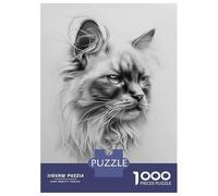 Rompecabezas para Adolescentes 1000 Piezas Pencil Drawing of A Ragdoll Cat Rompecabezas para Adultos Juegos Relajantes Regalo De Cumpleaños para Cumpleaños, Navidad 52x38cm/1000pcs