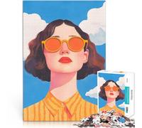 Rompecabezas para Adolescentes 1000 Piezas Persiguiendo el Sol, Mujer con Gafas de Sol Rompecabezas Juego de desafío único 75x50cm