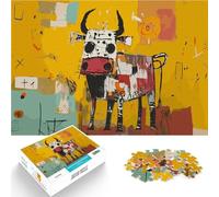 Rompecabezas para Adolescentes 1000 Piezas Pintura Abstracta de Vaca Actividad Familiar con Piezas de Formas aleatorias Que se entrelazan Completamente 38x26cm