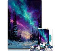 Rompecabezas para Adolescentes 1000 Piezas Pintura al óleo Aurora Rompecabezas para Adultos para Pasar el rato en casa con Piezas de Formas aleatorias Totalmente entrelazadas 75x50cm