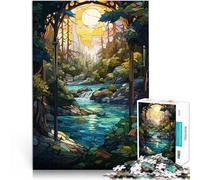 Rompecabezas para Adolescentes 1000 Piezas Pintura de Cascada de río Juguetes educativos Decoración de Pared cumpleaños y Navidad 38x26cm
