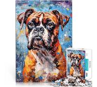 Rompecabezas para Adolescentes 1000 Piezas Pintura de Perro Boxer con Paleta Desafiante Difícil Juguetes de decoración del hogar 52x38cm