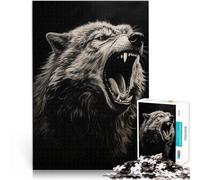 Rompecabezas para Adolescentes 1000 Piezas Pintura del aullido del Lobo Juguetes de Juego desafiantes Regalo de cumpleaños, Regalos 38x26cm