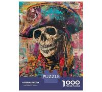 Rompecabezas para Adolescentes 1000 Piezas Pirate Skull Art Print Rompecabezas para Adultos Juegos Divertidos Decoración Interacción Entre Padres E Hijos 70x50cm/1000pcs