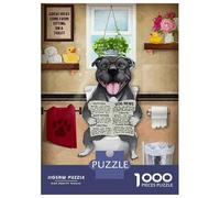 Rompecabezas para Adolescentes 1000 Piezas Pitbull Dog Funny WC Rompecabezas para Adultos Juegos Familiares Análisis Y Lógica para Cumpleaños, Navidad 38x26cm/1000pcs